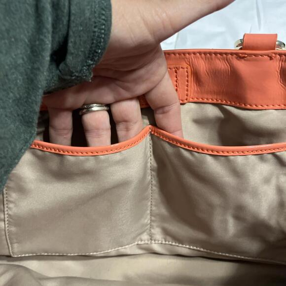 Cole Hann Serena Jitney Straw And Orange Patent Leather Tote Bag NWOT - Picture 8 of 11